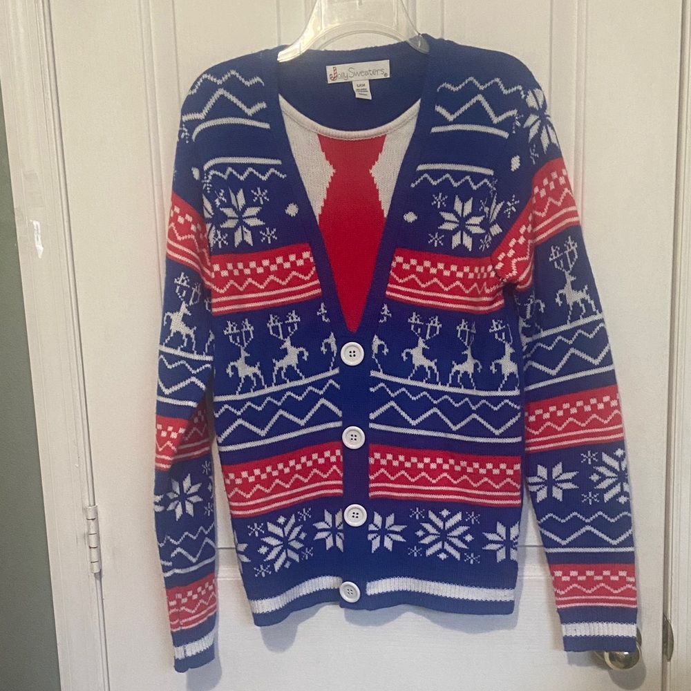 Blue and Red Holiday Sweater